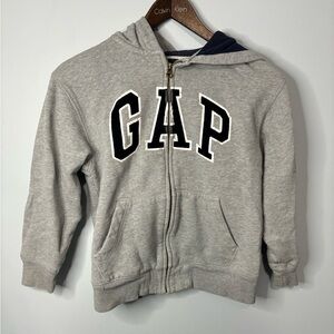 Grey and Blue Classic Gap Kids Full-Zip Hooded Sweatshirt - Size Kids Medium